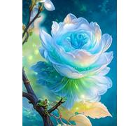 RKFLGEW DIY Bead Embroidery Kit - Green Flowers - 30x40cm - Bead Embroidery Craft Kit - Adults, Kids - Not Foldable