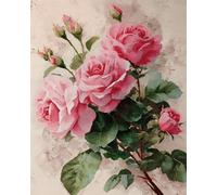 RKFLGEW DIY Bead Embroidery Kit Pink Roses Cross Stitch Needlepoint Handcraft Tapestry Kit Beaded Stitching Pattern 3D Wall Painting 30x40cm