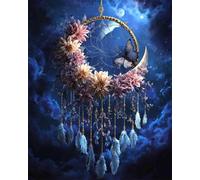 RKFLGEW DIY Bead Embroidery Kits Cartoon Dream Catcher and Starry Sky Beaded Cross Stitch Stamped Kits Handcraft Stitching Embroidery Needlework Kit 30x40cm