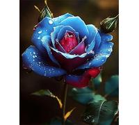 RKFLGEW DIY Bead Embroidery Kits Fantasy Blue Roses Needlepoint Handcraft Kits DIY Beaded Painting 3D Tapestry Bead Cross Stitch Kit 30x40cm