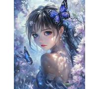 RKFLGEW DIY Bead Embroidery Kits Fantasy Girl and Flowers Needlepoint Tapestry Kit Beaded Stitching Needlecraft Set Bead Cross Stitch 30x40cm