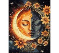 RKFLGEW DIY Bead Embroidery Kits Fantasy Sun and Moon DIY Beads Printed Bead Embroidery Cross Stitch Kit Home Art Decor Needlework 50x70cm
