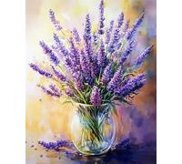 RKFLGEW DIY Bead Embroidery Kits Lavender Flowers in Vase Needlepoint Handcraft Kits DIY Beaded Painting 3D Tapestry Bead Cross Stitch Kit 30x40cm