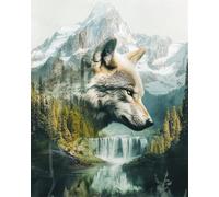 RKFLGEW DIY Bead Embroidery Kits Mountains and Wolves 30x40cm