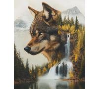 RKFLGEW DIY Bead Embroidery Kits Mountains and Wolves 50x70cm
