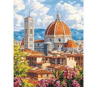 RKFLGEW DIY Bead Embroidery Kits Urban Architectural Scenery Cross Stitch Needlepoint Handcraft Tapestry Kit Beaded Stitching Pattern 3D Wall Painting 40x50cm