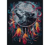 RKFLGEW DIY Bead Embroidery Kits Wolf Animal and Dream Catcher Beaded Cross Stitch Bead Embroidery Pattern DIY Wall Hanging 3D Perle Set 30x40cm