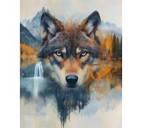 RKFLGEW DIY Bead Embroidery Kits Wolves and Scenery 30x40cm