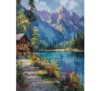 RKFLGEW DIY Bead Embroidery Set Fairytale Forests Cottage Bead Embroidery Kit Forests Scenery Needlepoint Handcraft Kit DIY Beaded Painting 3D Tapestry Beaded Cross Stitch Kit 30x40cm