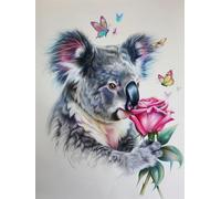 RKFLGEW DIY Beaded Cross Stitch Kits Fantasy Koala Bead Embroidery Kit Animal Needlepoint Tapestry Kit Beaded Stitching Needlecraft Kit Beaded Cross Stitch Kit 40x50cm