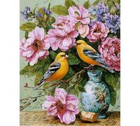 RKFLGEW DIY Embroidery Beads Set Colorful Flowers，Birds and Animals Beaded Embroidery Kits Easy Cross-Stitch Set for Adults Beginners 40x50cm