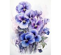RKFLGEW DIY Embroidery Beads Set Colorful Pansy Flowers Crafts Bead Embroidery Kit Needlework Set,Needlepoint Pattern Decor Wall Art 40x50 cm