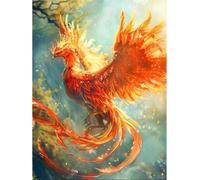 RKFLGEW DIY Embroidery Beads Set Fantasy Flame Phoenix Needlepoint Kits Bead Cross Stitch 3D Beaded Painting Handcraft 50x70cm