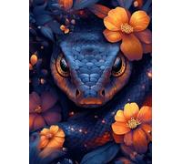 RKFLGEW DIY Embroidery Beads Set Fantasy Flowers and Snakes Needlepoint Kits Bead Cross Stitch 3D Beaded Painting Handcraft 50x70cm