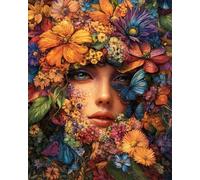 RKFLGEW DIY Embroidery Beads Set Fantasy Woman and Flowers Needlepoint Tapestry Kit Beaded Stitching Needlecraft Set Bead Cross Stitch 50x70cm