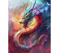 RKFLGEW DIY Embroidery Beads Set Oriental Dragon Animal Needlepoint Kits Bead Cross Stitch 3D Beaded Painting Handcraft 40x50cm