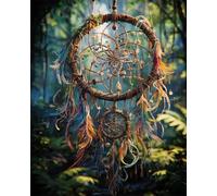 RKFLGEW DIY Embroidery Set Adults Cartoon Dream Catcher Cross Stitch Needlepoint Handcraft Tapestry Kit Beaded Stitching Pattern 3D Wall Painting 40x50cm
