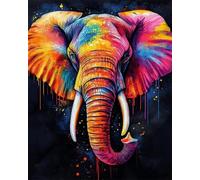 RKFLGEW DIY Embroidery Set Adults Doodle Elephant Animal Beaded Cross Stitch Stamped Kits Handcraft Stitching Embroidery Needlework Kit 30x40cm