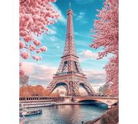 RKFLGEW DIY Embroidery Set Adults Eiffel Tower Scenery Needlepoint Handcraft Kits DIY Beaded Painting 3D Tapestry Bead Cross Stitch Kit 50x70cm