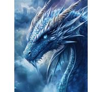 RKFLGEW DIY Embroidery Set Adults Fantasy Dragon Animal Needlepoint Handcraft Kits DIY Beaded Painting 3D Tapestry Bead Cross Stitch Kit 40x50cm