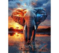 RKFLGEW DIY Embroidery Set Adults Fantasy Elephant Animal Needlepoint Tapestry Kit Beaded Stitching Needlecraft Set Bead Cross Stitch 50x70cm