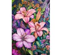 RKFLGEW DIY Embroidery Set Adults Fantasy Lily Needlepoint Tapestry Kit Beaded Stitching Needlecraft Set Bead Cross Stitch 40x50cm