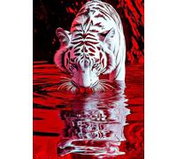 RKFLGEW DIY Embroidery Set Adults Fantasy White Tiger Animal Needlepoint Handcraft Kits DIY Beaded Painting 3D Tapestry Bead Cross Stitch Kit 50x70cm