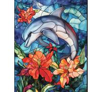 RKFLGEW DIY Embroidery Set Adults Flowers Dolphin Animals Needlepoint Handcraft Kits DIY Beaded Painting 3D Tapestry Bead Cross Stitch Kit 30x40cm