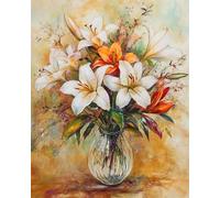 RKFLGEW DIY Embroidery Set Adults Lilies in A Vase Needlepoint Kits Bead Cross Stitch 3D Beaded Painting Handcraft 50x70cm
