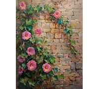 RKFLGEW DIY Embroidery Set Adults Morning Glory in The Corner Beaded Cross Stitch Kits Stamped Embroidery Set for Adults Wall Art 40x50cm