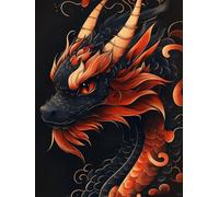 RKFLGEW DIY Embroidery Set Adults Oriental Black Dragon Animal Cross Stitch Needlepoint Handcraft Tapestry Kit Beaded Stitching Pattern 3D Wall Painting 50x70cm