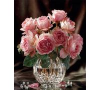 RKFLGEW DIY Embroidery Set Adults Roses in A Vase Needlepoint Handcraft Kits DIY Beaded Painting 3D Tapestry Bead Cross Stitch Kit 50x70cm
