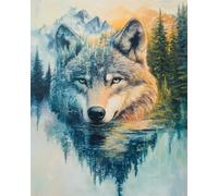 RKFLGEW DIY Embroidery Set Wolves and Scenery 30x40cm