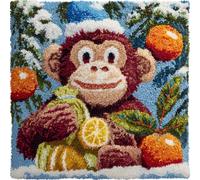 RKFLGEW DIY Latch Hook Craft Kits Monkeys and Fruit Animal 43x43cm