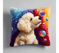 RKFLGEW DIY Latch Hook Cushion Kits Cartoon Poodle Animal 43x43cm