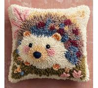 RKFLGEW DIY Latch Hook Cushion Kits Fantasy Hedgehog Animal Latch Hook Cushion Kit,DIY Pillow Cover Making Craft Printed Canvas for Beginners Embroidery Crafting 43x43cm