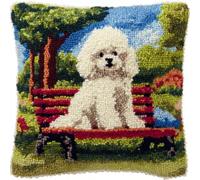 RKFLGEW DIY Latch Hook Kit Dog On The Bench Animal 43x43cm