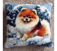 RKFLGEW DIY Latch Hook Kit Dogs and Snow Scene Animal 43x43cm