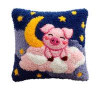 RKFLGEW DIY Latch Hook Kit Pig and The Moon Animal 43x43cm