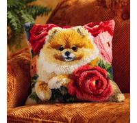 RKFLGEW DIY Latch Hook Kits Cartoon Pomeranian Animal 43x43cm