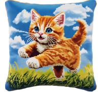RKFLGEW DIY Latch Hook Kits Fantasy Kitten Animal Pillowcase/Cushion Cover Making Set Statement Rug，DIY Latch Hook Kits for A Starter Project 43x43cm