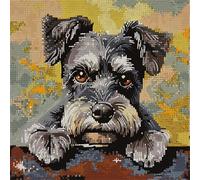 RKFLGEW DIY Latch Hook Kits for Adults Schnauzer Animal Latch Hook kit Cushion Cute Dog Latch Hook Kits Pillow DIY Handmade Cushion Crochet Yarn Embroidery Latch Kit Pillowcase 43x43cm