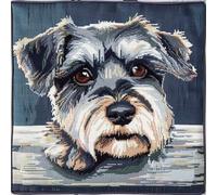 RKFLGEW DIY Latch Hook Kits Schnauzer Animal Latch Hook Cushion Kits Cartoon Dog Cover Latch Hook Pillow Cover DIY Pillowcase Kit Adults Pillowcase Craft Kits with Printed Canvas 43x43cm
