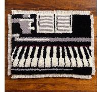 RKFLGEW DIY Latch Hook Pillow Kit Cartoon Black and White Piano DIY Latch Hook Cushion Kit Beginners Adults Teenager Embroidery Home Decoration Tapestry Set 43x43cm