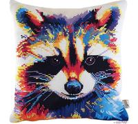 RKFLGEW DIY Pillow Embroidery Kit Colorful Red Panda Animal DIY Latch Hook Cushion Kit Beginners Adults Teenager Embroidery Home Decoration Tapestry Set 43x43cm