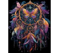RKFLGEW DIY Seed Bead Embroidery Kits Butterfly Animals and Dream Catcher DIY Embroidery Beads Printed 9Ct Cross Stitch Kit Needlework Set Home Art Decor 30x40cm