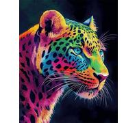 RKFLGEW DIY Seed Bead Embroidery Kits Colorful Leopard Animal Needlepoint Kits Bead Cross Stitch 3D Beaded Painting Handcraft 50x70cm