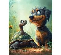 RKFLGEW DIY Seed Bead Embroidery Kits Dog Animal and Turtle Needlepoint Handcraft Kits DIY Beaded Painting 3D Tapestry Bead Cross Stitch Kit 30x40cm