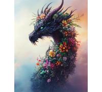 RKFLGEW DIY Seed Bead Embroidery Kits Dragons and Flowers 40x50cm