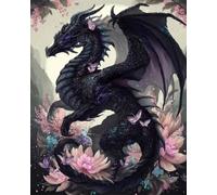 RKFLGEW DIY Seed Bead Embroidery Kits Dragons and Flowers 50x70cm